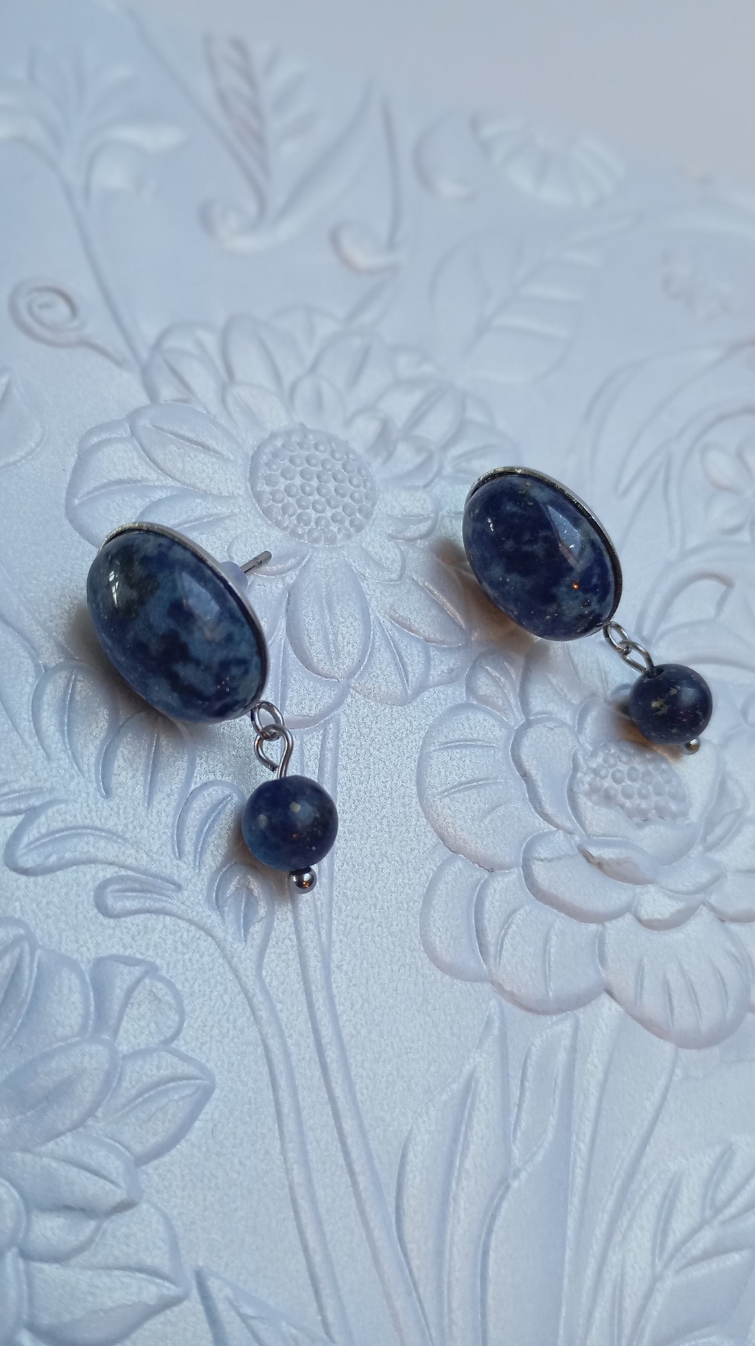 Cercei retro cu Lapis Lazuli 10x14mm - bijuterii - cercei - cercei din pietre semiprețioase - Artynos.ro