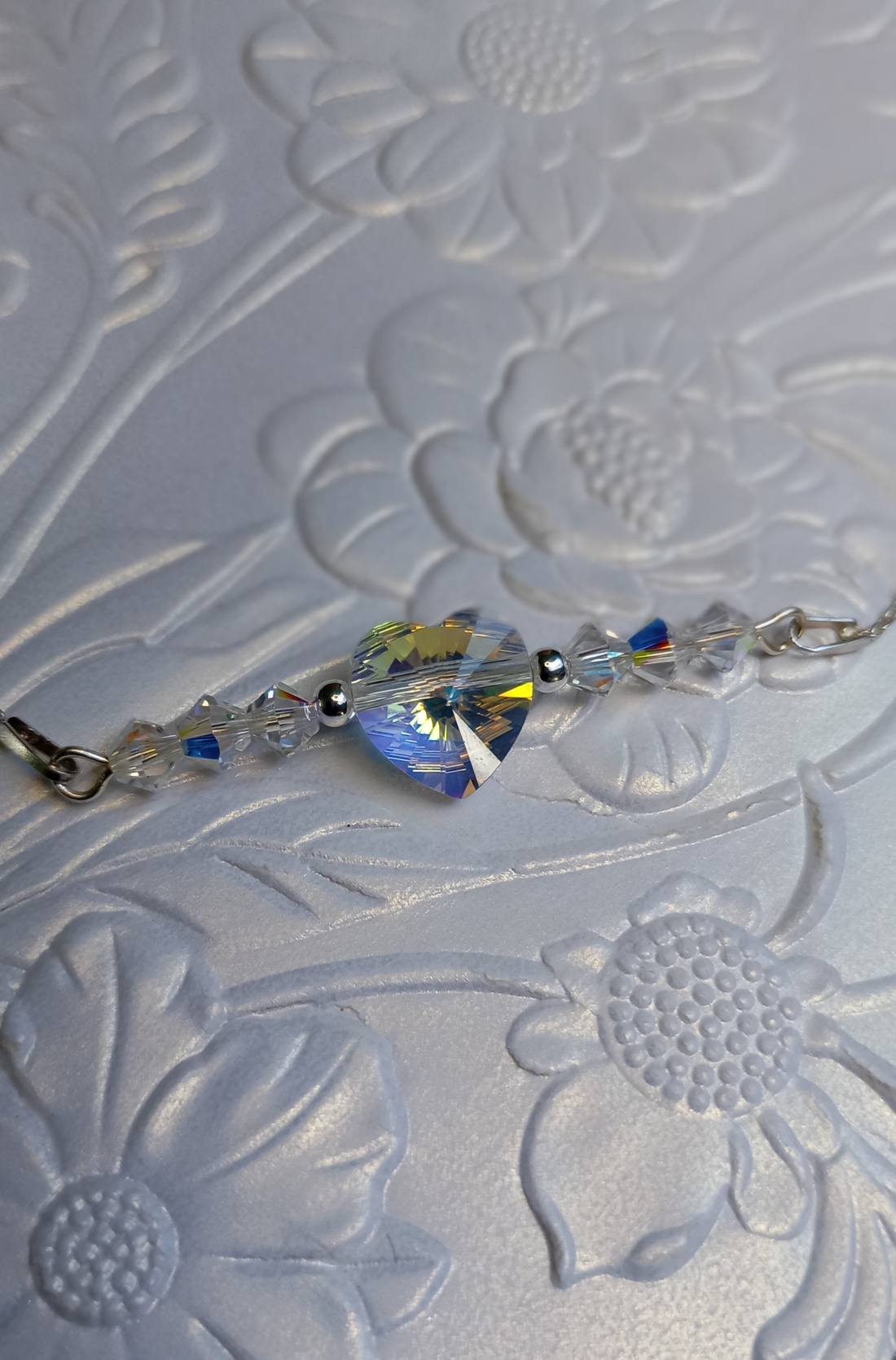 Bratara din argint cu Inimioara si margele Swarovski - bijuterii - brățări - brățări din argint - Artynos.ro