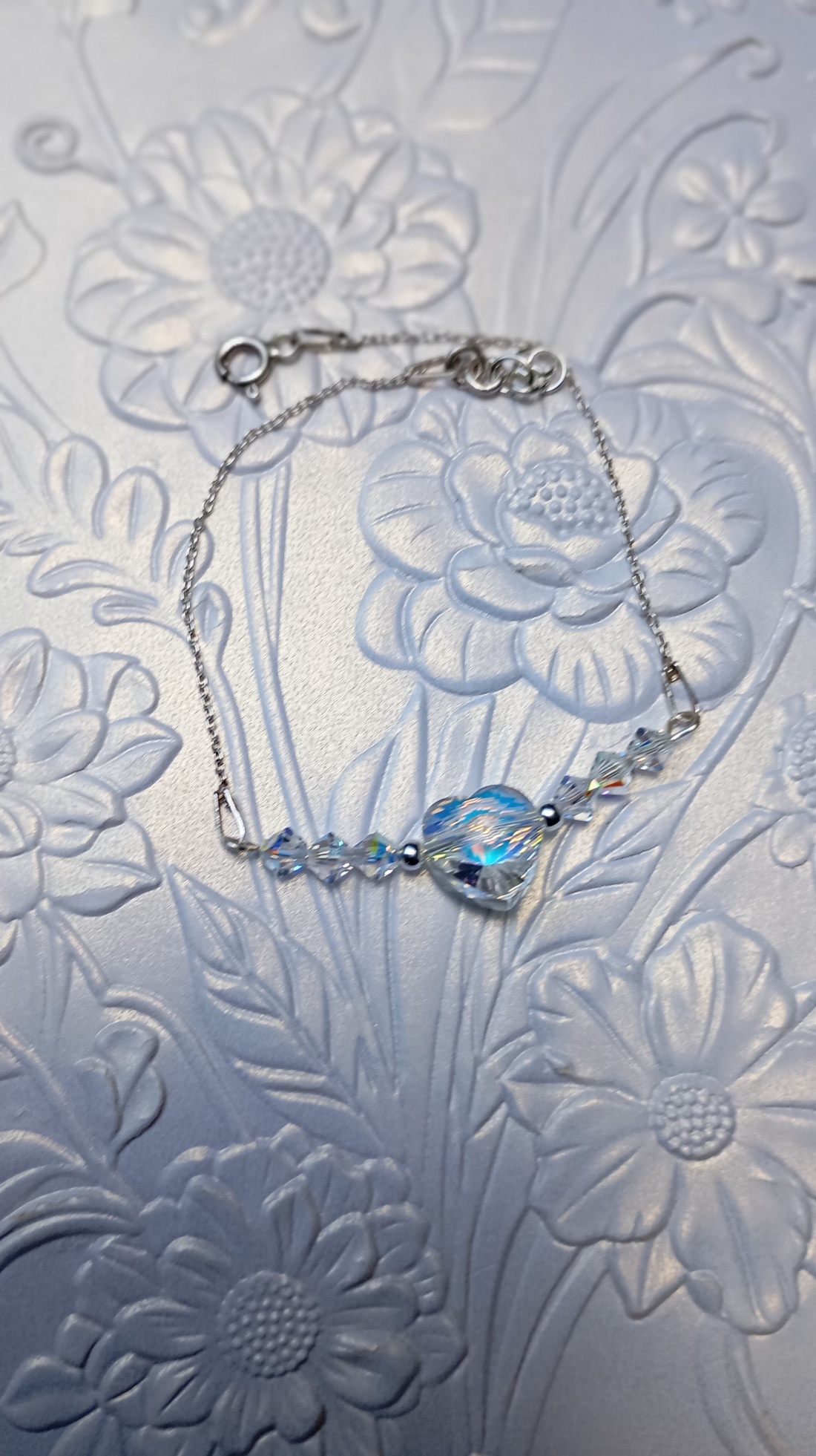 Bratara din argint cu Inimioara si margele Swarovski - bijuterii - brățări - brățări din argint - Artynos.ro