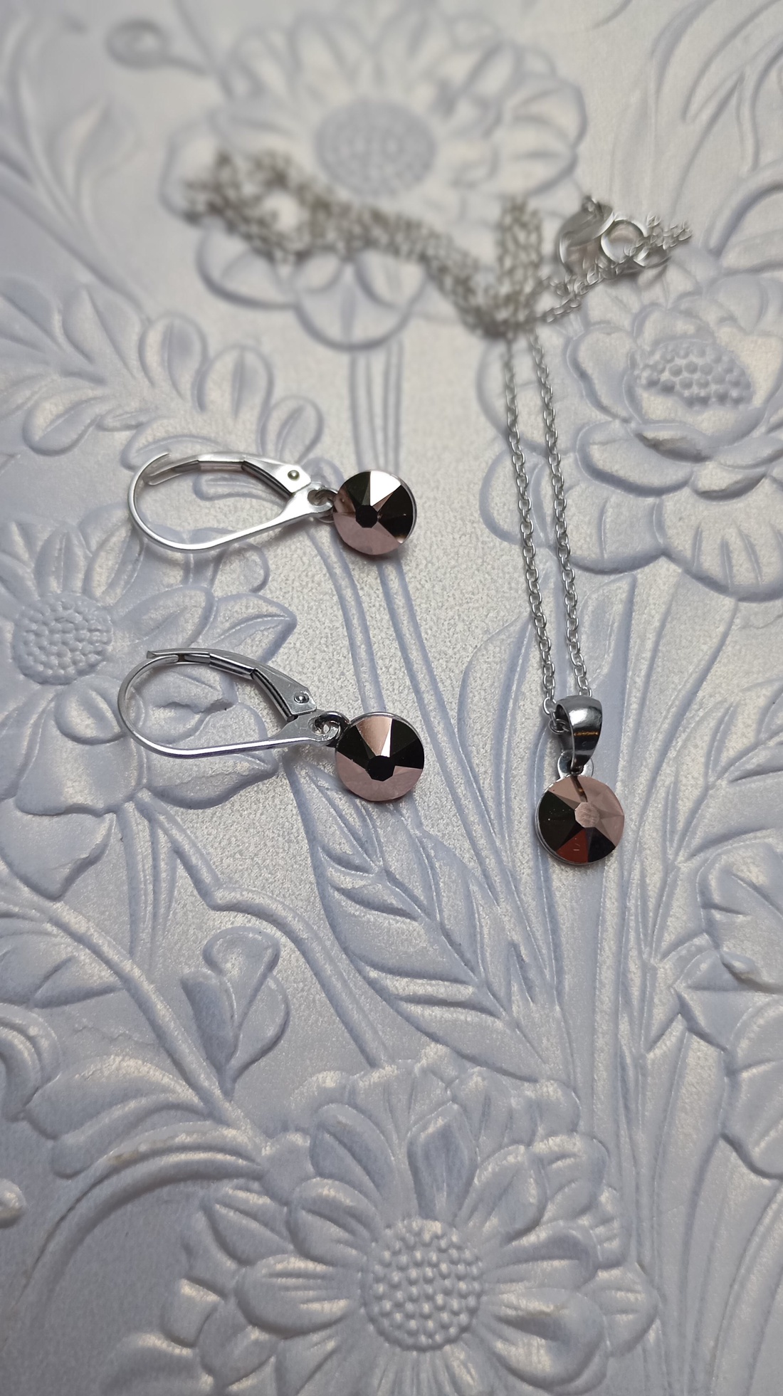 Set din argint cu cristal Swarovski Rose Gold 6mm - bijuterii - seturi de bijuterii - Artynos.ro