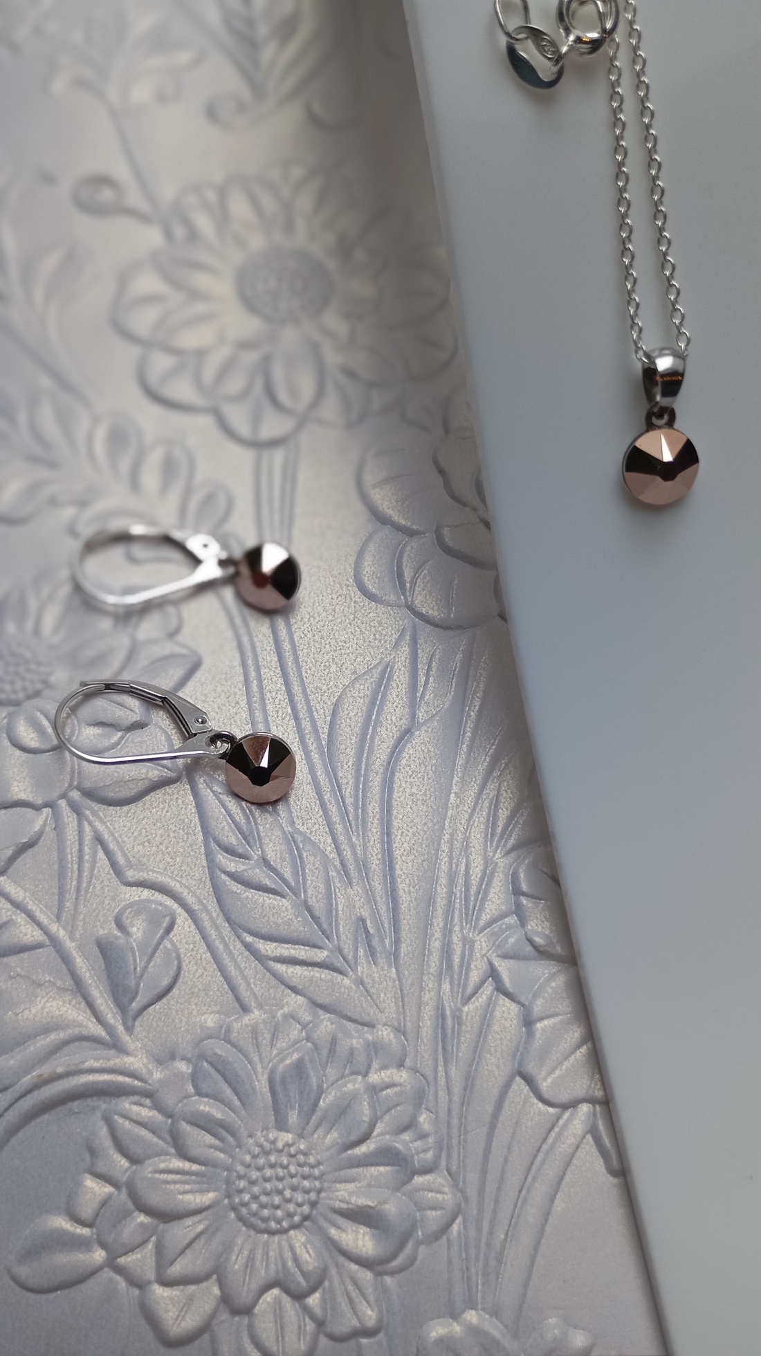 Set din argint cu cristal Swarovski Rose Gold 6mm - bijuterii - seturi de bijuterii - Artynos.ro