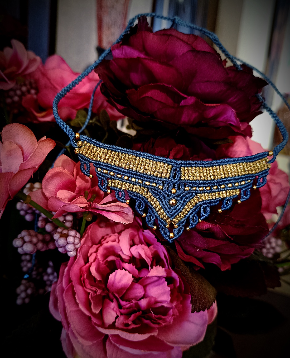 Colier Micromacrame Tribal Cu Bilute - bijuterii - coliere - colier y - Artynos.ro