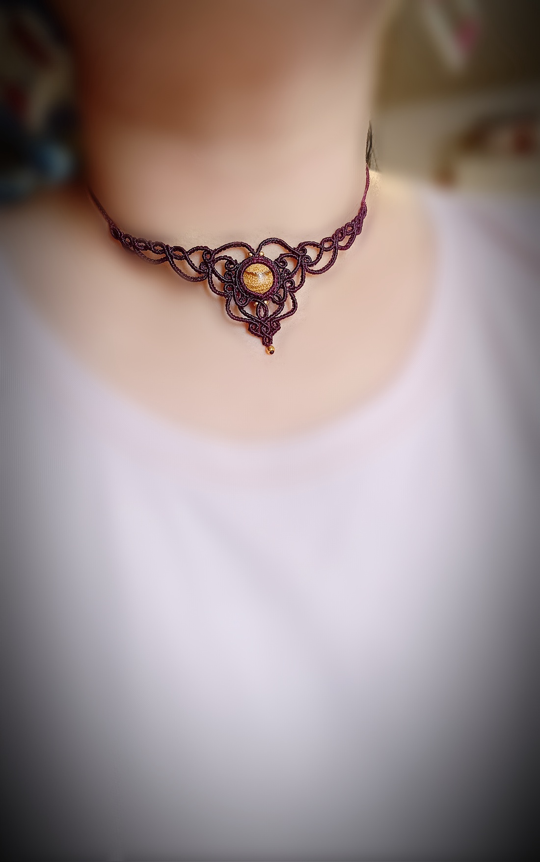 Colier burgundy delicat micromacrame cu piatra Jasp - bijuterii - coliere - colier y - Artynos.ro Colier burgundy delicat micromacrame cu piatra Jasp - bijuterii - coliere - colier y - Artynos.ro