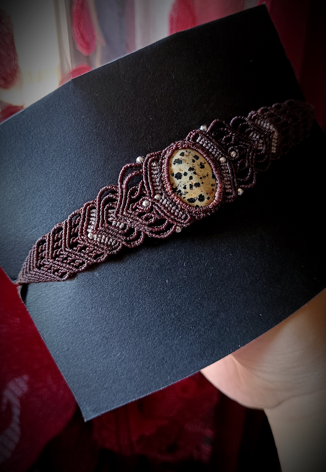 Brățară micromacrame unisex cu Jasp Dalmațian - bijuterii - brățări - brățară împletită, brățară din fire - Artynos.ro Brățară micromacrame unisex cu Jasp Dalmațian - bijuterii - brățări - brățară împletită, brățară din fire - Artynos.ro
