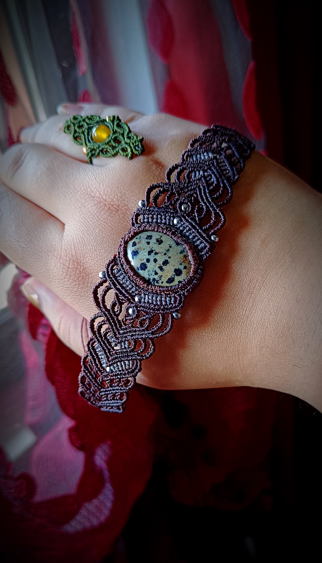 Brățară micromacrame unisex cu Jasp Dalmațian - bijuterii - brățări - brățară împletită, brățară din fire - Artynos.ro Brățară micromacrame unisex cu Jasp Dalmațian - bijuterii - brățări - brățară împletită, brățară din fire - Artynos.ro