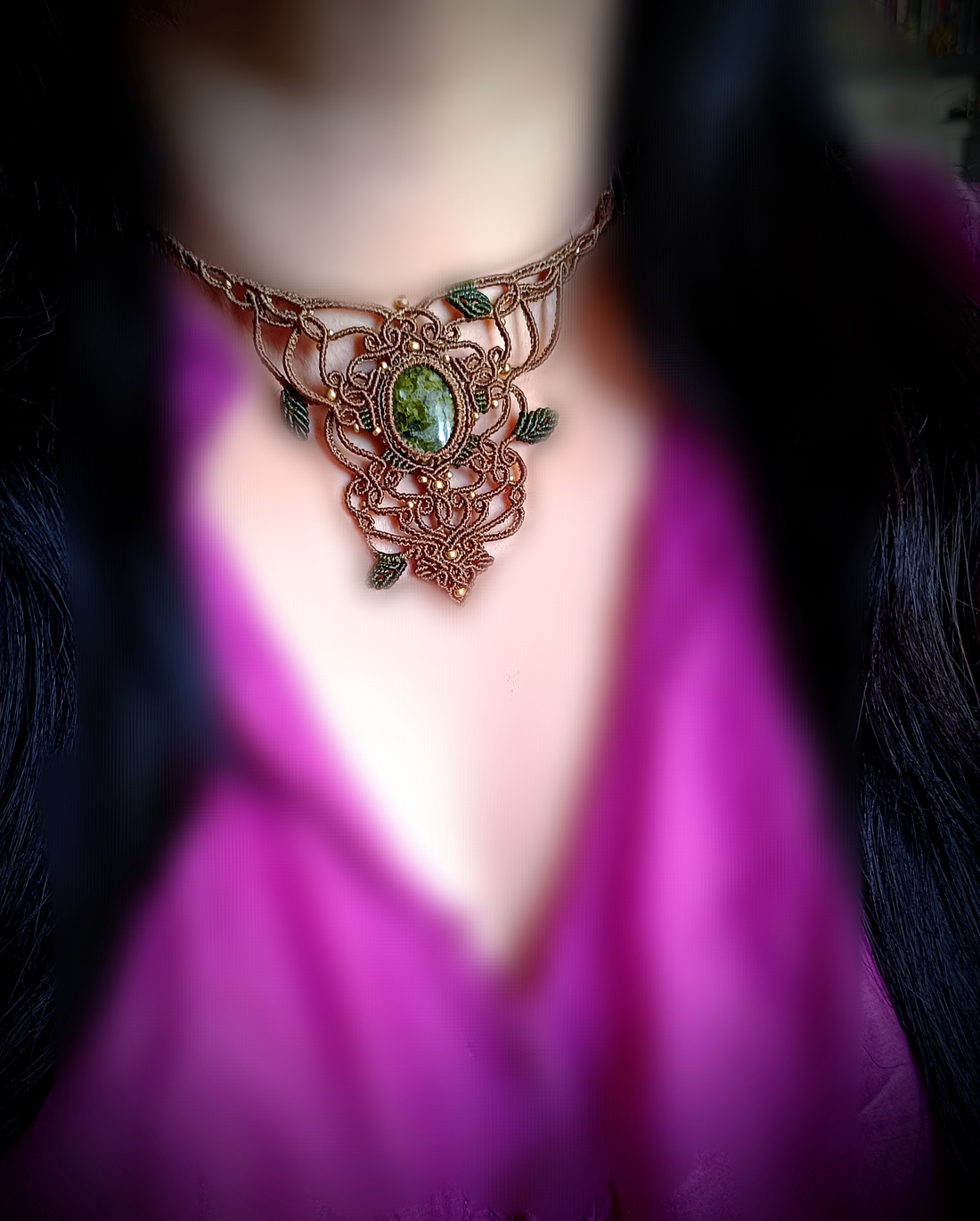 Colier pădure macrame cu cristal Unakite - bijuterii - coliere - colier y - Artynos.ro Colier pădure macrame cu cristal Unakite - bijuterii - coliere - colier y - Artynos.ro