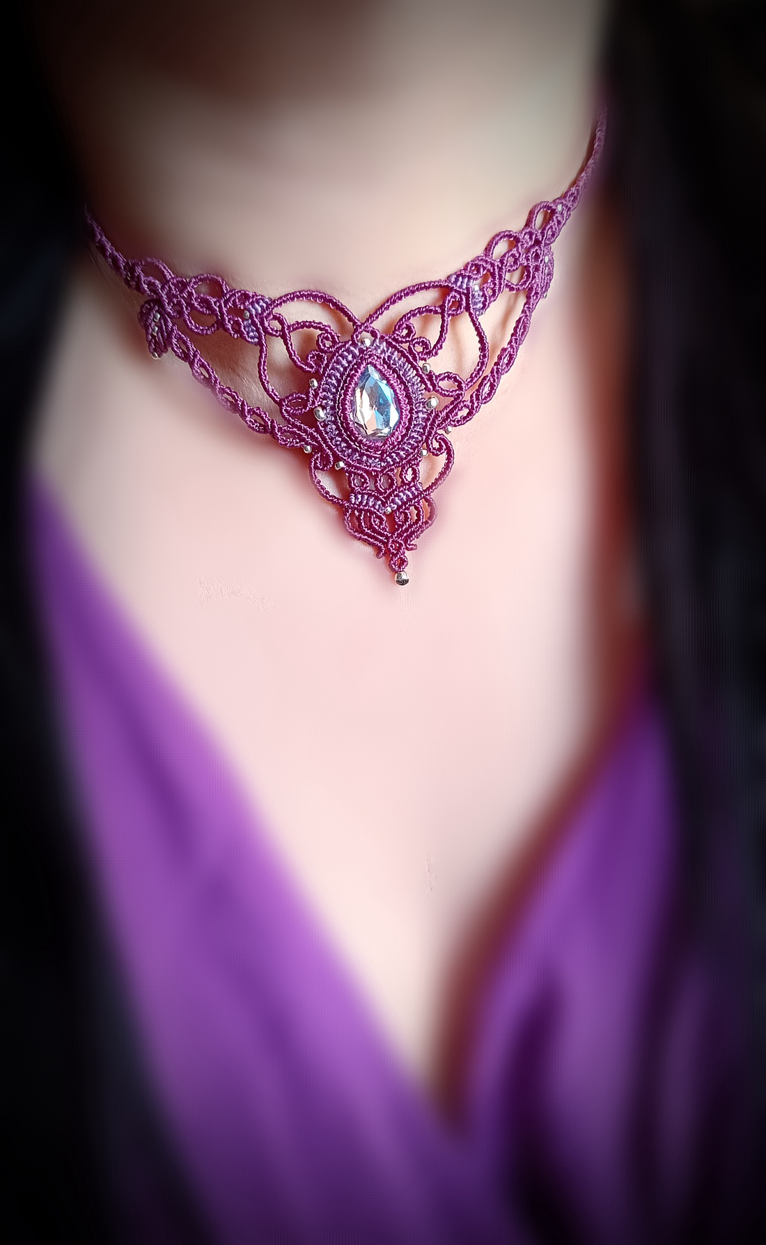 Colier violet elegant micromacrame - bijuterii - coliere - colier y - Artynos.ro Colier violet elegant micromacrame - bijuterii - coliere - colier y - Artynos.ro