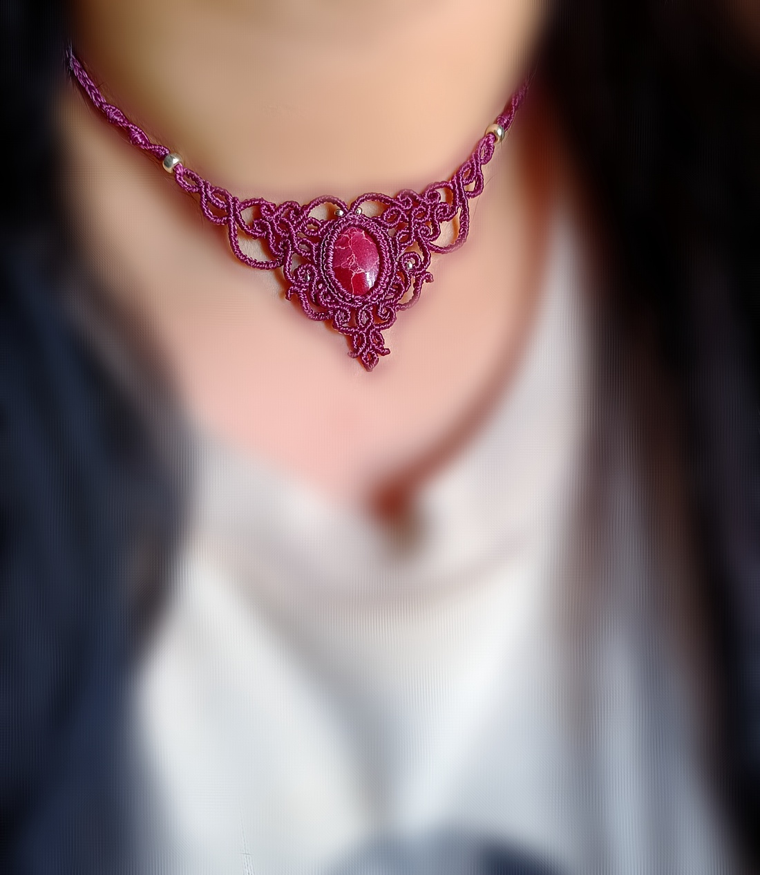 Colier Princess Micromacrame cu Jasp - bijuterii - coliere - chockere - Artynos.ro Colier Princess Micromacrame cu Jasp - bijuterii - coliere - chockere - Artynos.ro