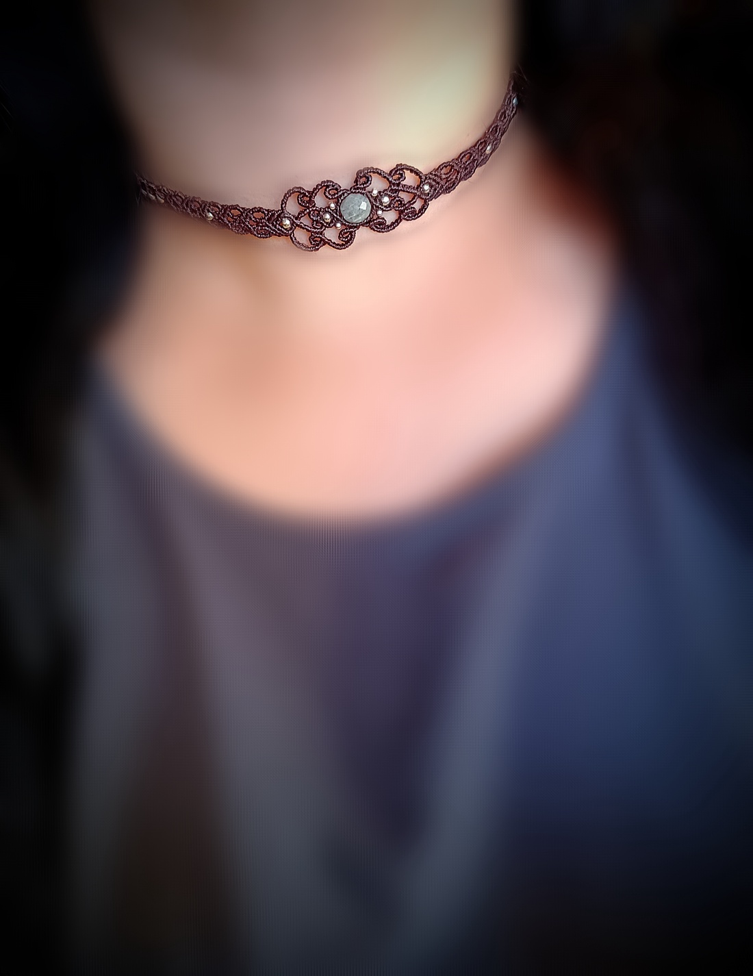 Choker maro minimalist delicat cu Labradorit  - bijuterii - coliere - chockere - Artynos.ro