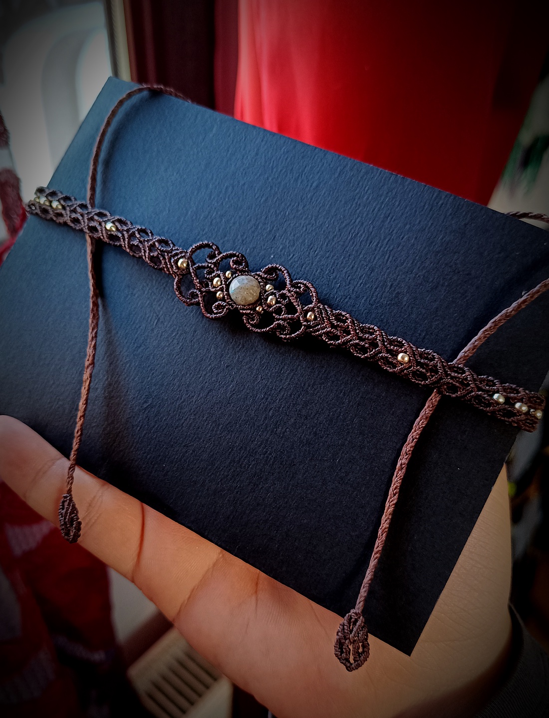 Choker maro minimalist delicat cu Labradorit  - bijuterii - coliere - chockere - Artynos.ro