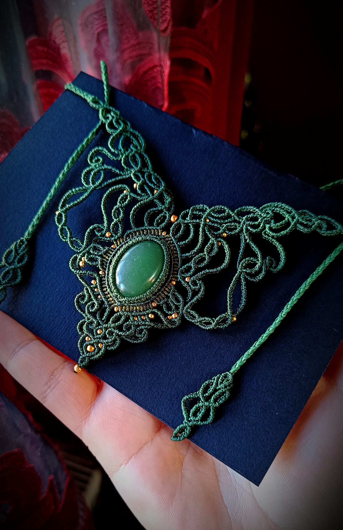 Colier victorian verde cu Aventurin  - bijuterii - coliere - coliere din pietre semiprețioase - Artynos.ro