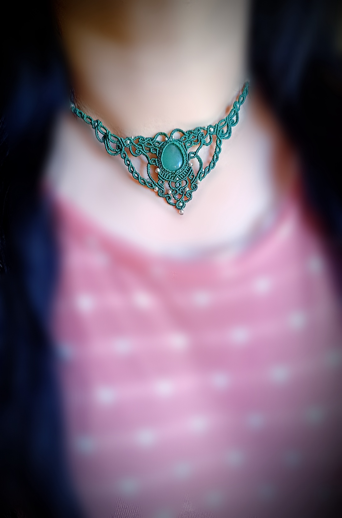 Colier elegant verde micromacrame cu Aventurin - bijuterii - coliere - chockere - Artynos.ro Colier elegant verde micromacrame cu Aventurin - bijuterii - coliere - chockere - Artynos.ro