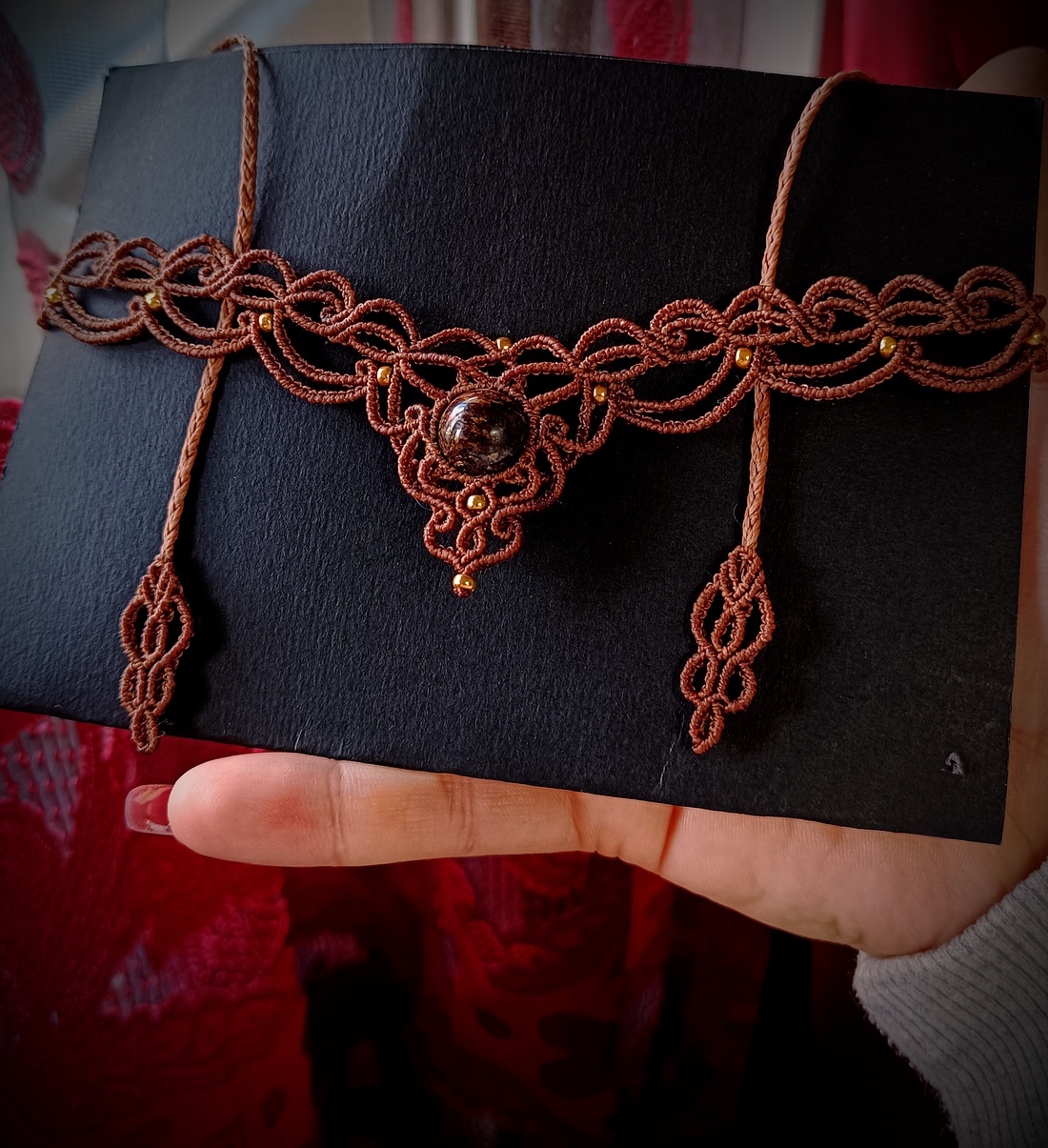 Choker cu cristal bronzit  - bijuterii - coliere - chockere - Artynos.ro Choker cu cristal bronzit  - bijuterii - coliere - chockere - Artynos.ro