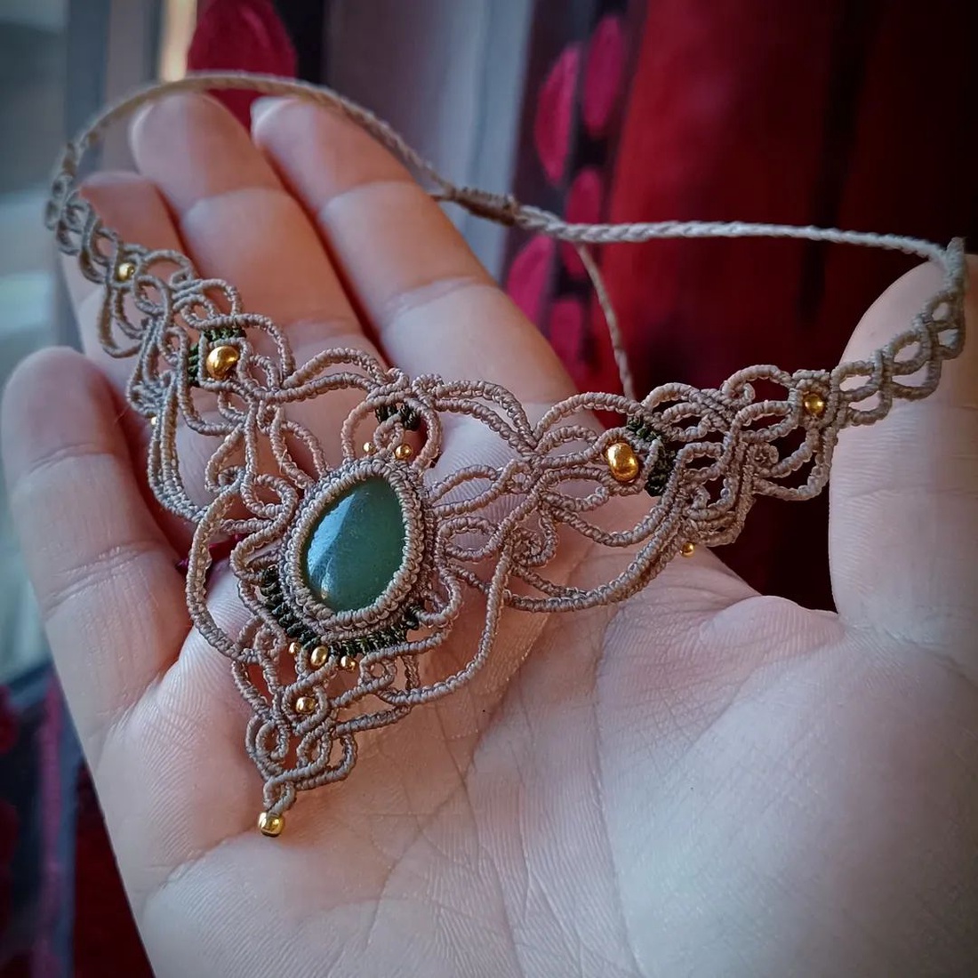 Colier Mistic Macrame Aventurin  - bijuterii - coliere - coliere din pietre semiprețioase - Artynos.ro