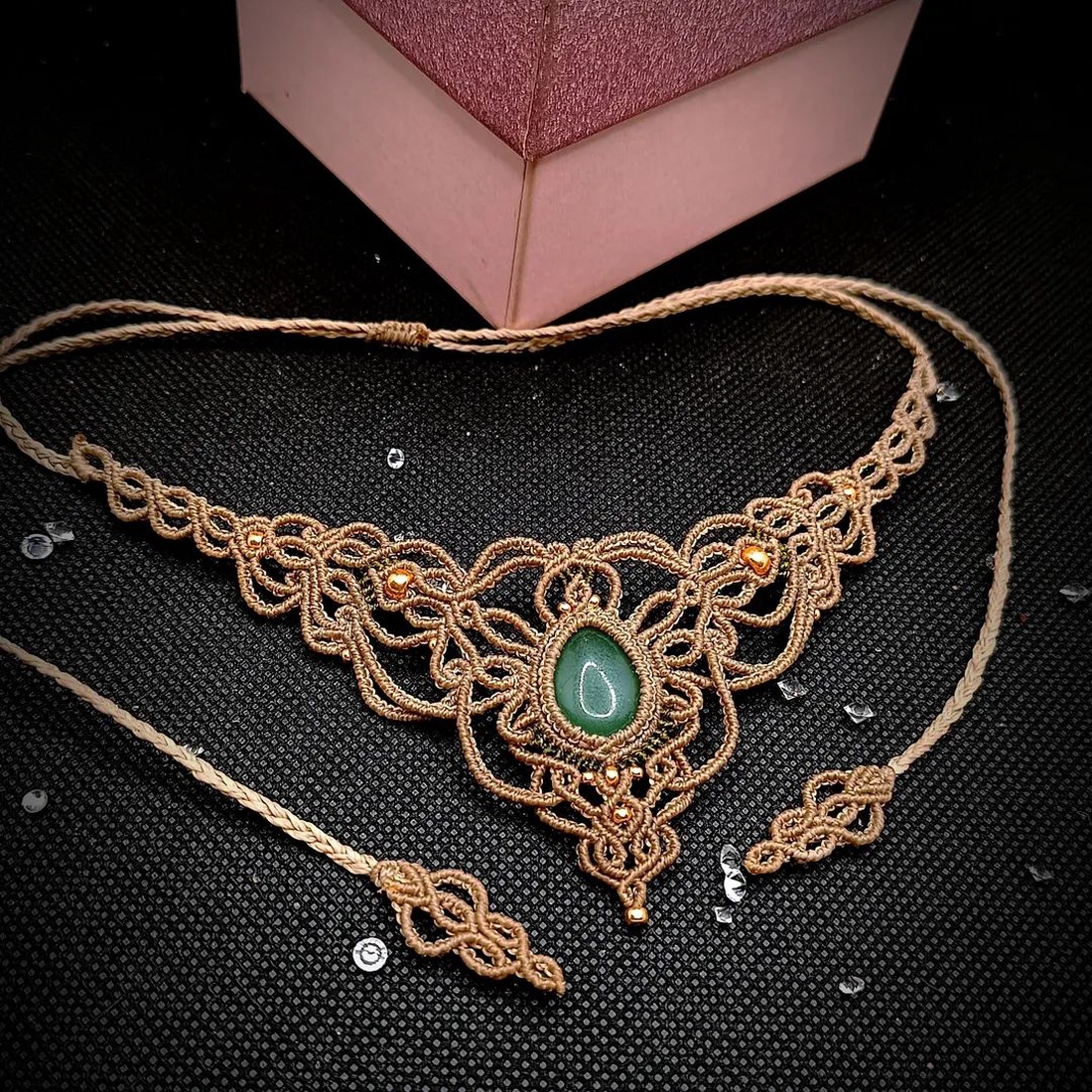 Colier Mistic Macrame Aventurin  - bijuterii - coliere - coliere din pietre semiprețioase - Artynos.ro