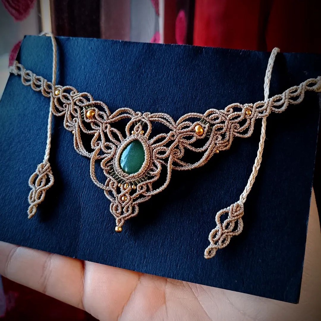 Colier Mistic Macrame Aventurin  - bijuterii - coliere - coliere din pietre semiprețioase - Artynos.ro