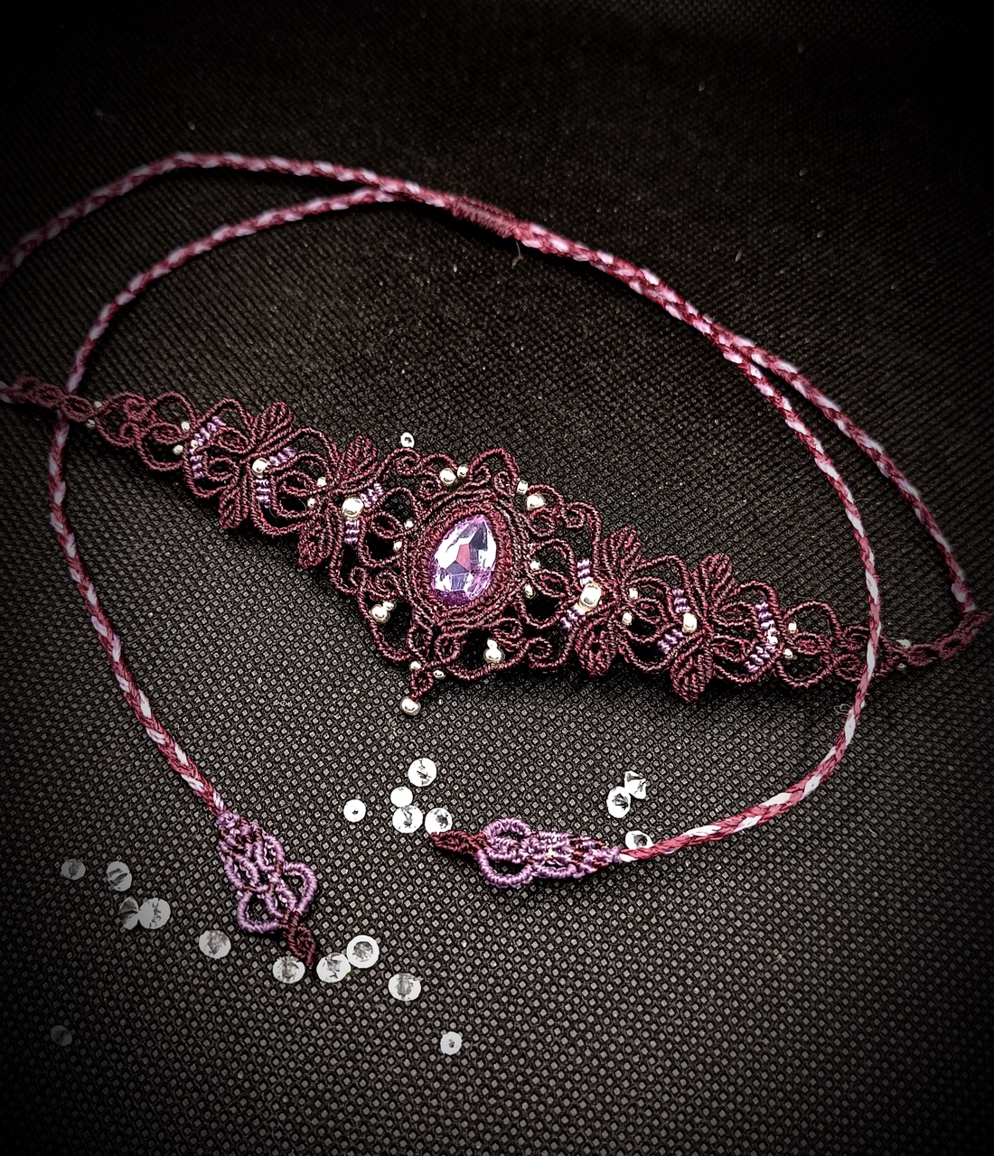 Colier Choker Micromacrame Cu Cristal Swarovski  - bijuterii - coliere - chockere - Artynos.ro