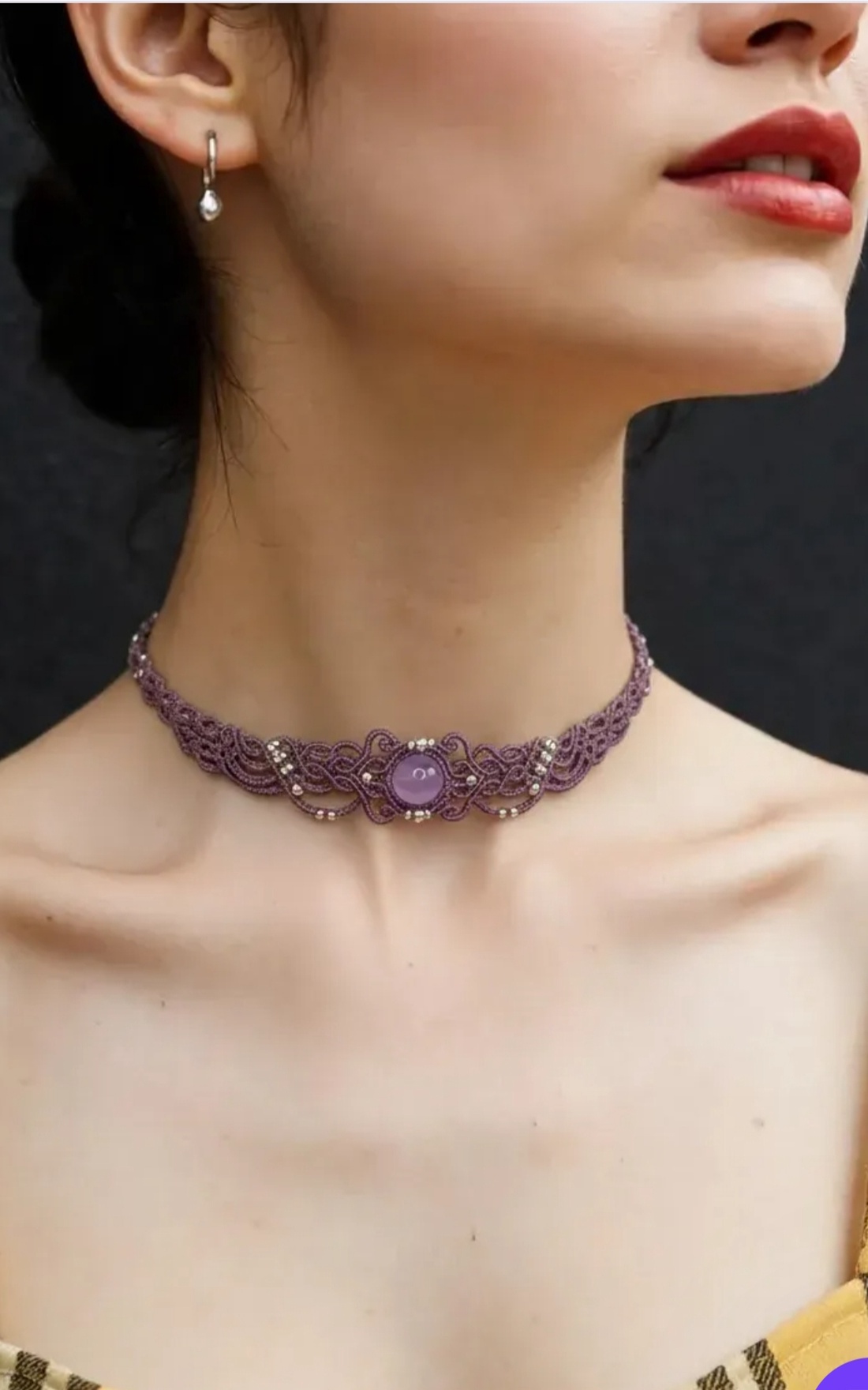 Choker Mov Lila Delicat Jad  - bijuterii - coliere - chockere - Artynos.ro