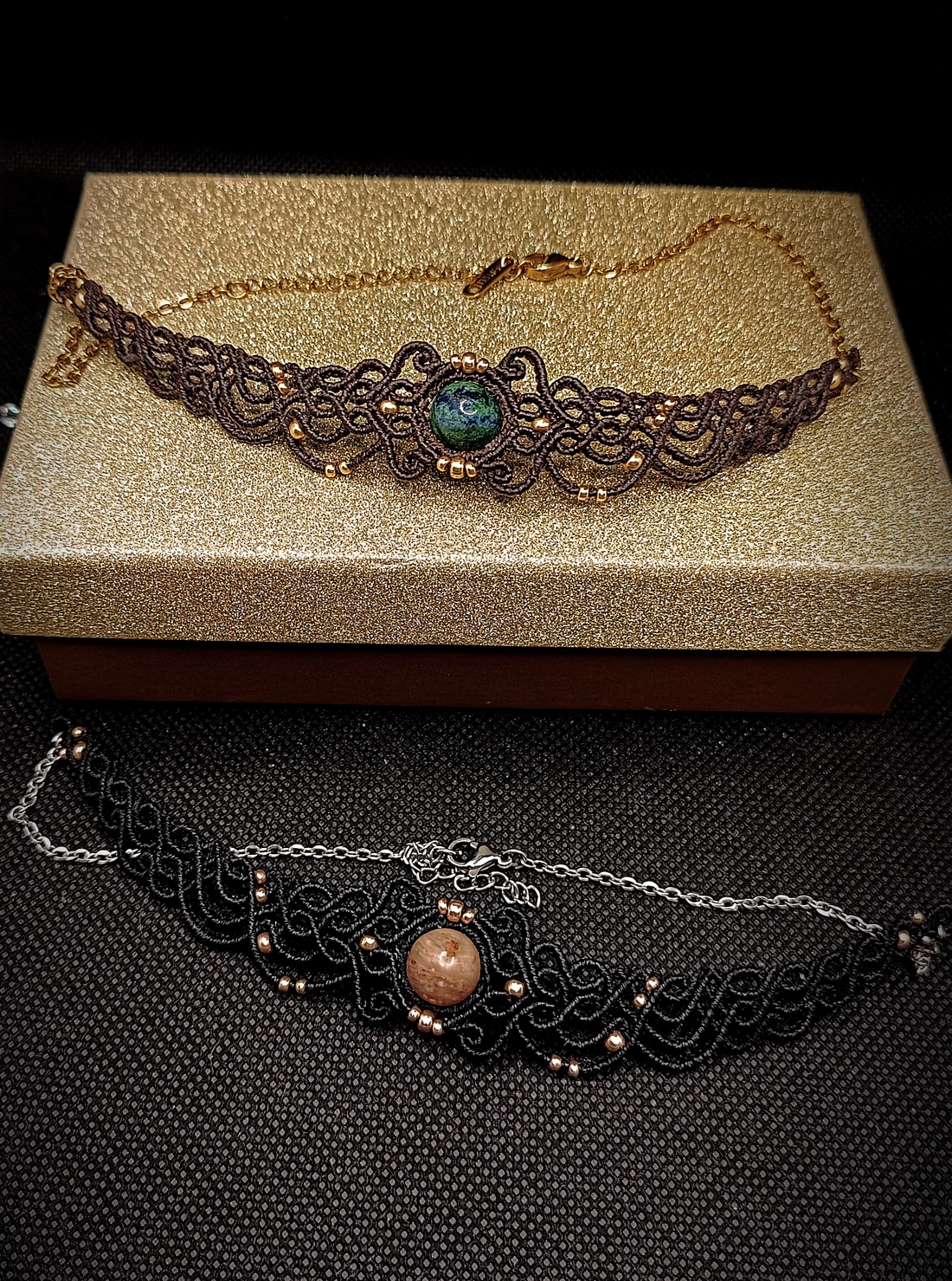 Choker medieval micromacrame cu cristal  - bijuterii - coliere - coliere din pietre semiprețioase - Artynos.ro