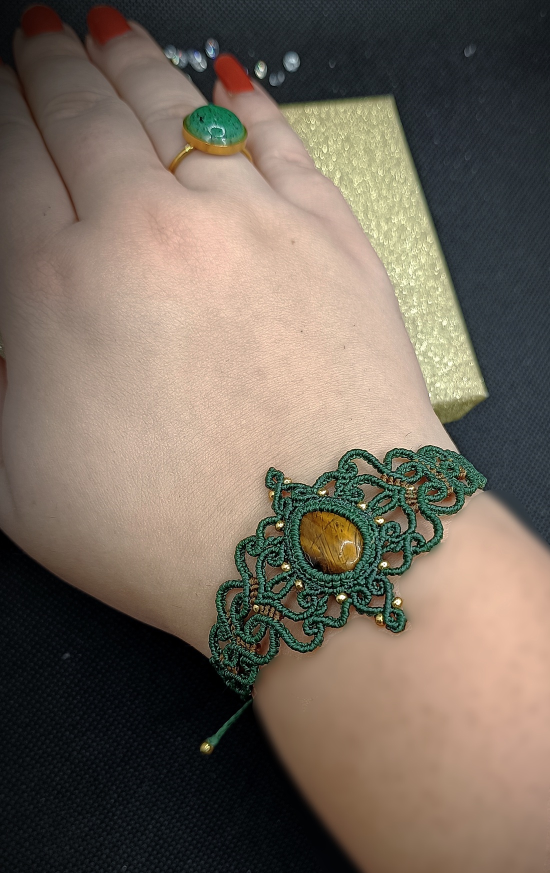 Brățară Talisman Verde Ochi de tigru  - bijuterii - brățări - brățări împletite - Artynos.ro