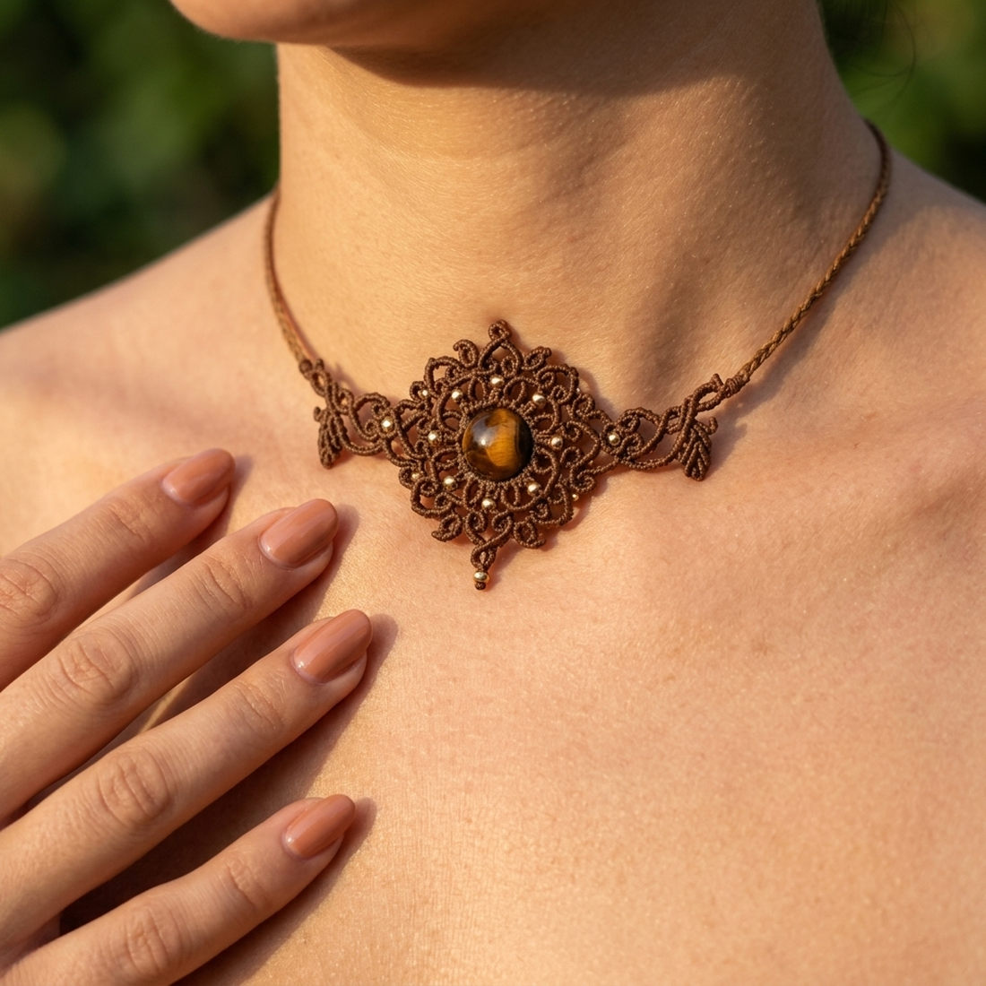 Colier mandala choker micromacrame cristal - bijuterii - coliere - chockere - Artynos.ro