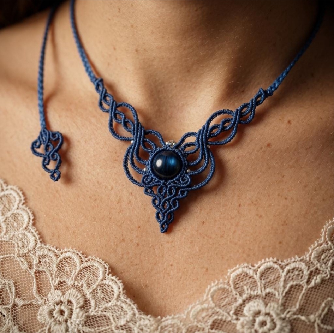 Talisman Colier Albastru Regal Minimalist Ochi de tigru - bijuterii - coliere - chockere - Artynos.ro