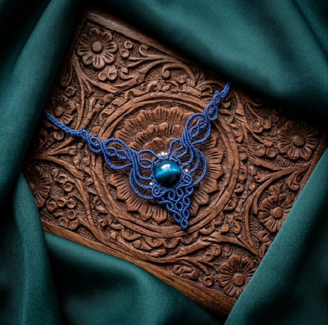 Talisman Colier Albastru Regal Minimalist Ochi de tigru - bijuterii - coliere - chockere - Artynos.ro