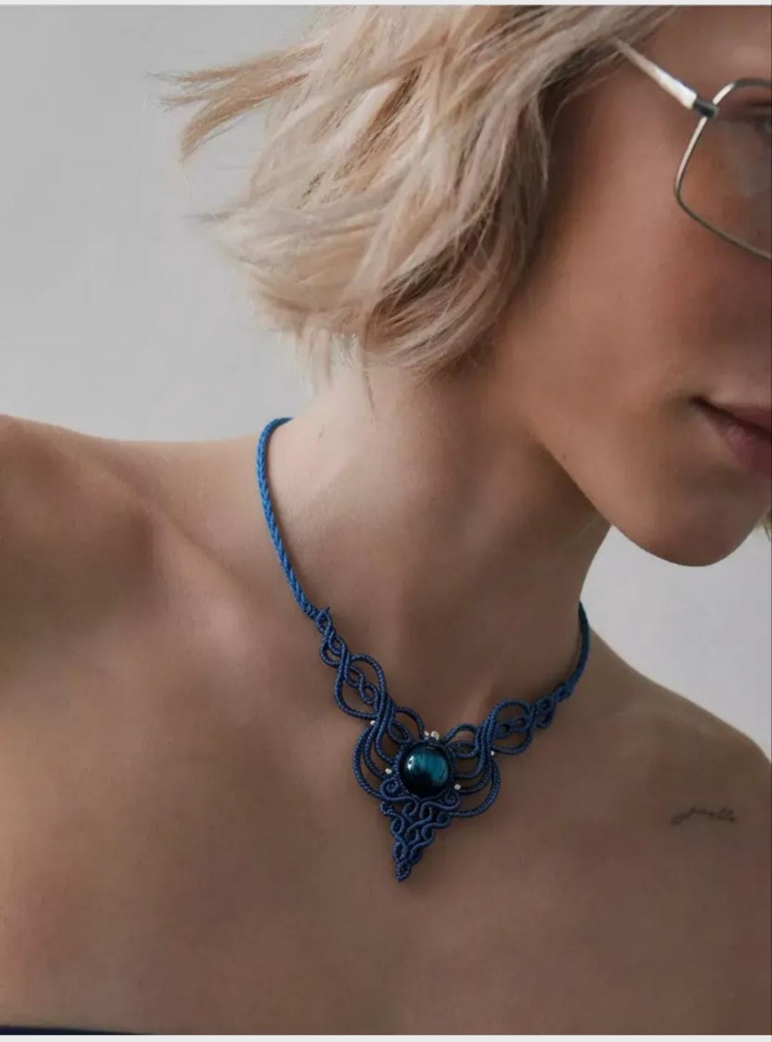 Talisman Colier Albastru Regal Minimalist Ochi de tigru - bijuterii - coliere - chockere - Artynos.ro