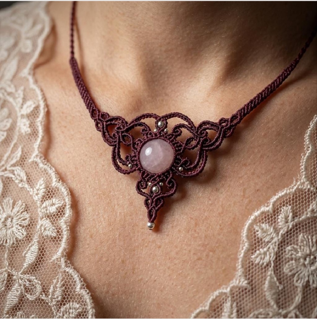 Colier Choker Minimalist Micromacrame Bohemian Cuart  - bijuterii - coliere - chockere - Artynos.ro