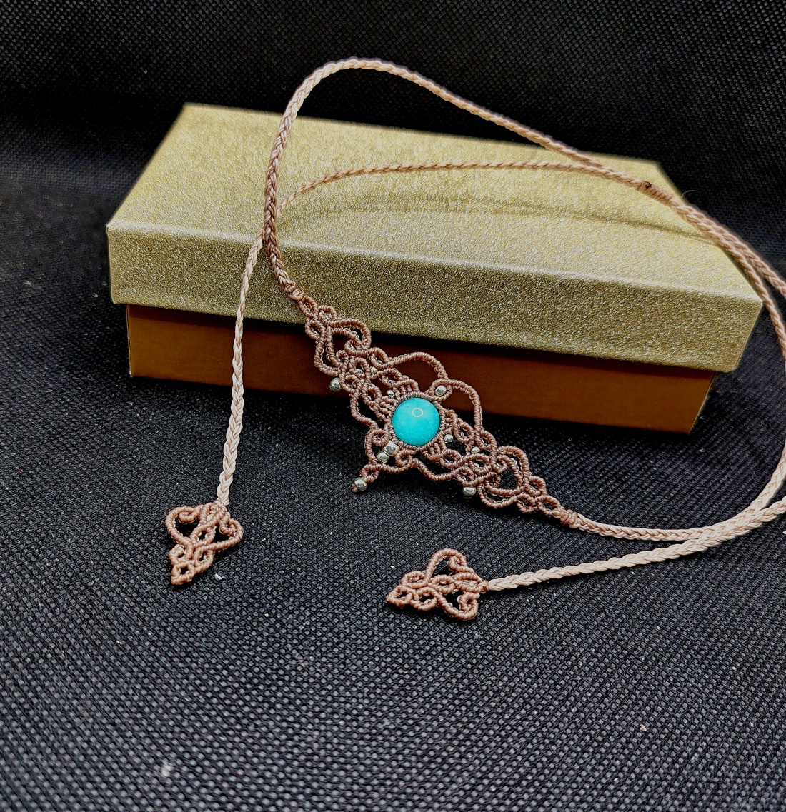 Choker Delicat Nude Micromacrame Cu Amazonite  - bijuterii - coliere - chockere - Artynos.ro