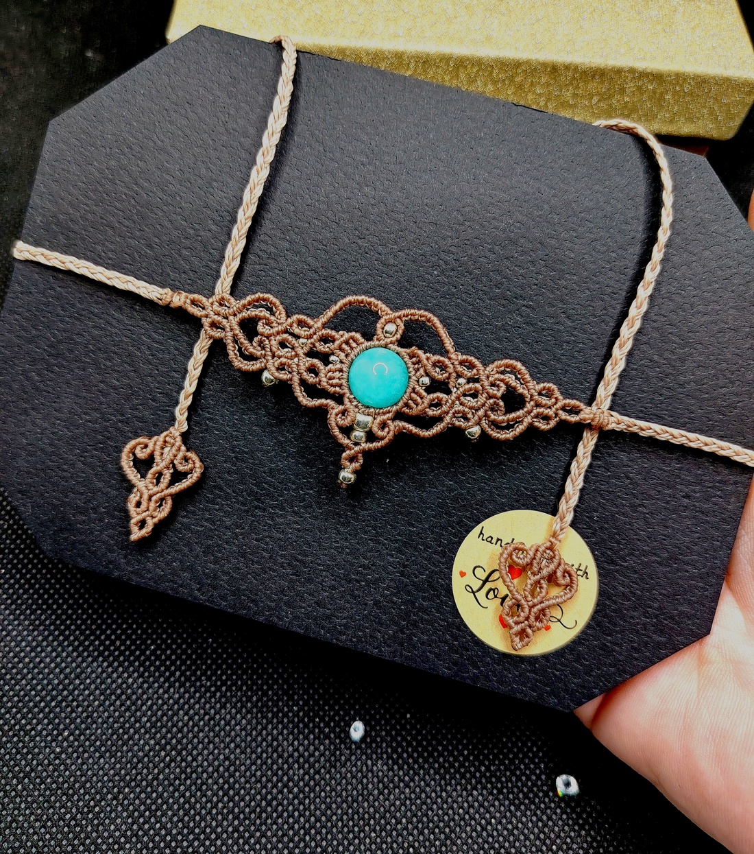 Choker Delicat Nude Micromacrame Cu Amazonite  - bijuterii - coliere - chockere - Artynos.ro