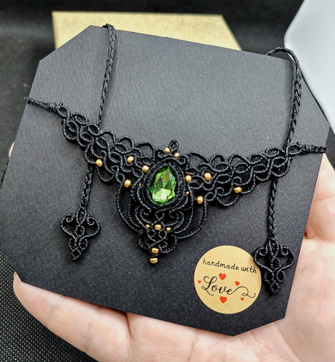 Colier Elegant Victorian Micromacrame Cu Cristal Swarovsky  - bijuterii - coliere - chockere - Artynos.ro