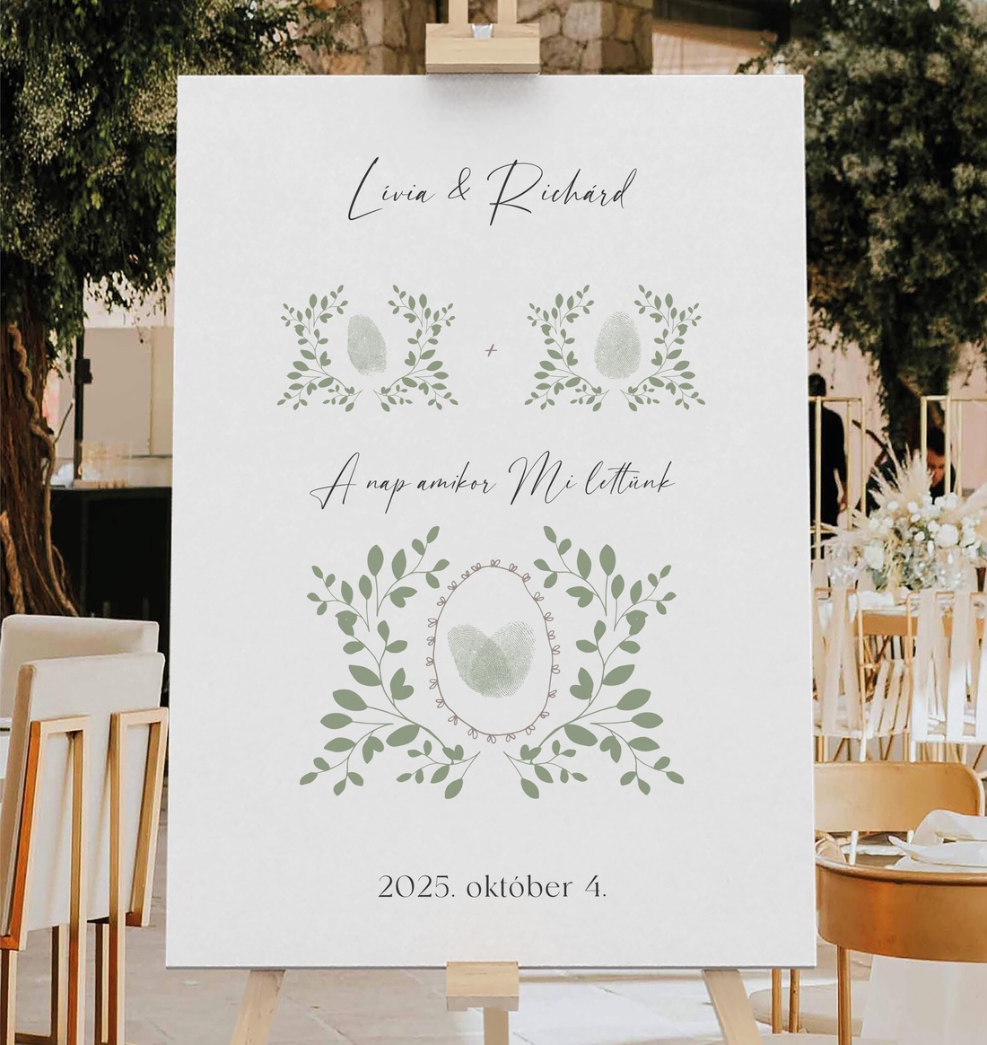 Imagine pentru ceremonie de nuntă cu amprentă digitală, poster, carton, imprimare pe pânză - accesorii nuntă - materiale decor pentru nuntă - tablouri și indicatoare nuntă - Artynos.ro