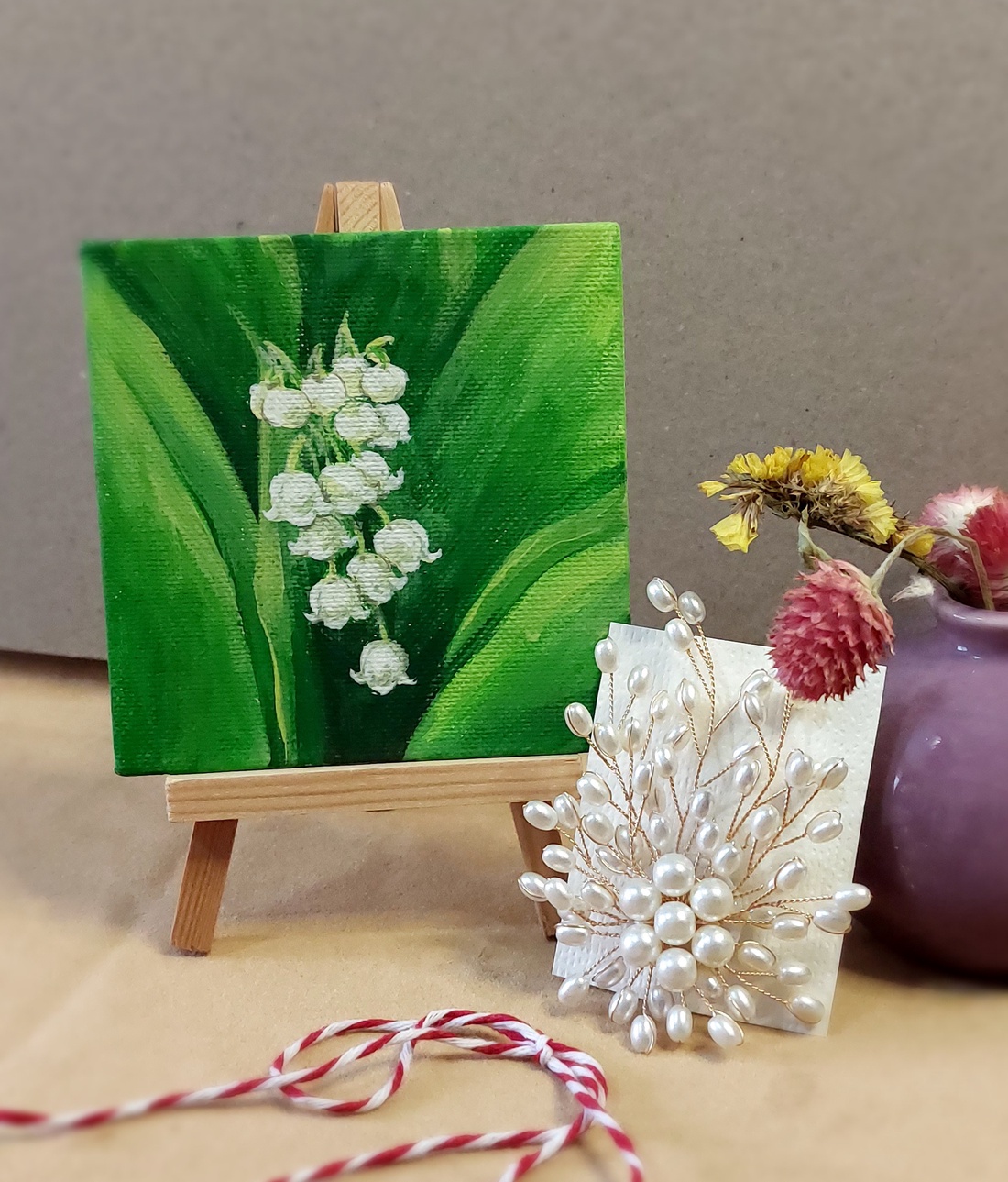 Mărțișor Mărgăritar  - arte vizuale și accesorii  - picturi - pictură acrilică - Artynos.ro