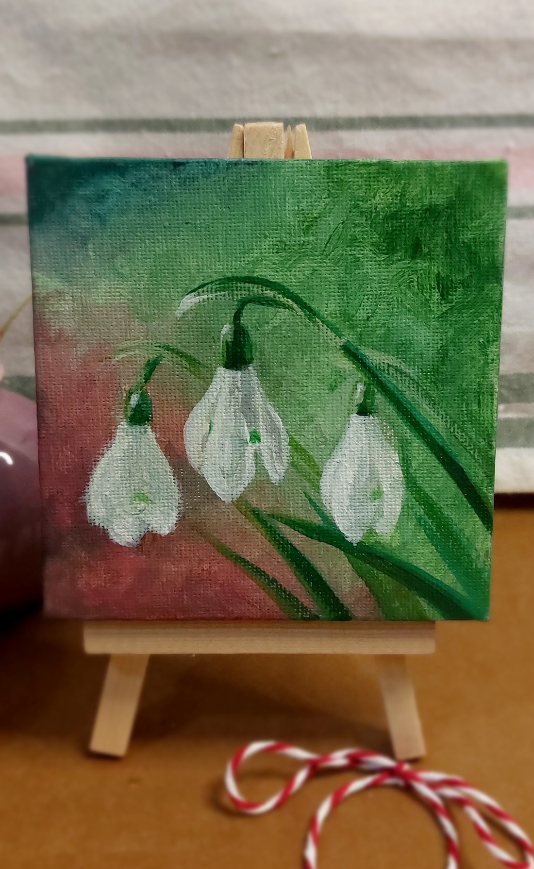 Mărțișor ghiocei - arte vizuale și accesorii  - picturi - pictură acrilică - Artynos.ro