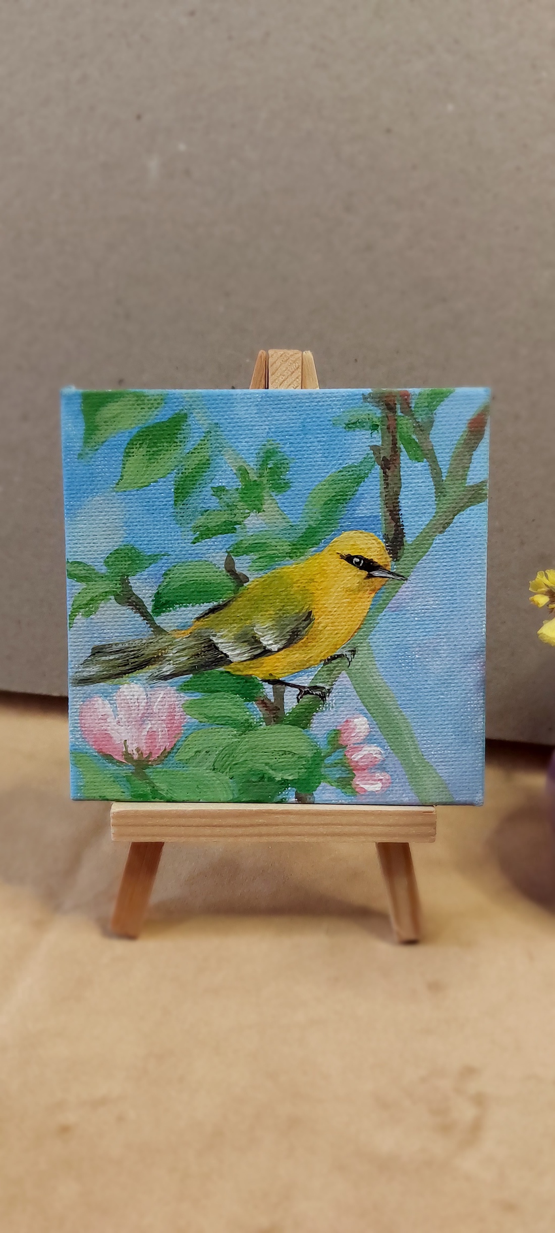 Mărțișor pasăre primăvara  - arte vizuale și accesorii  - picturi - pictură acrilică - Artynos.ro