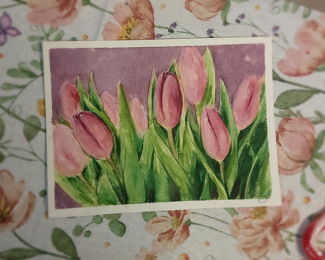 Tablou lalele in acuarelă  - arte vizuale și accesorii  - picturi - acuarele picturi - Artynos.ro