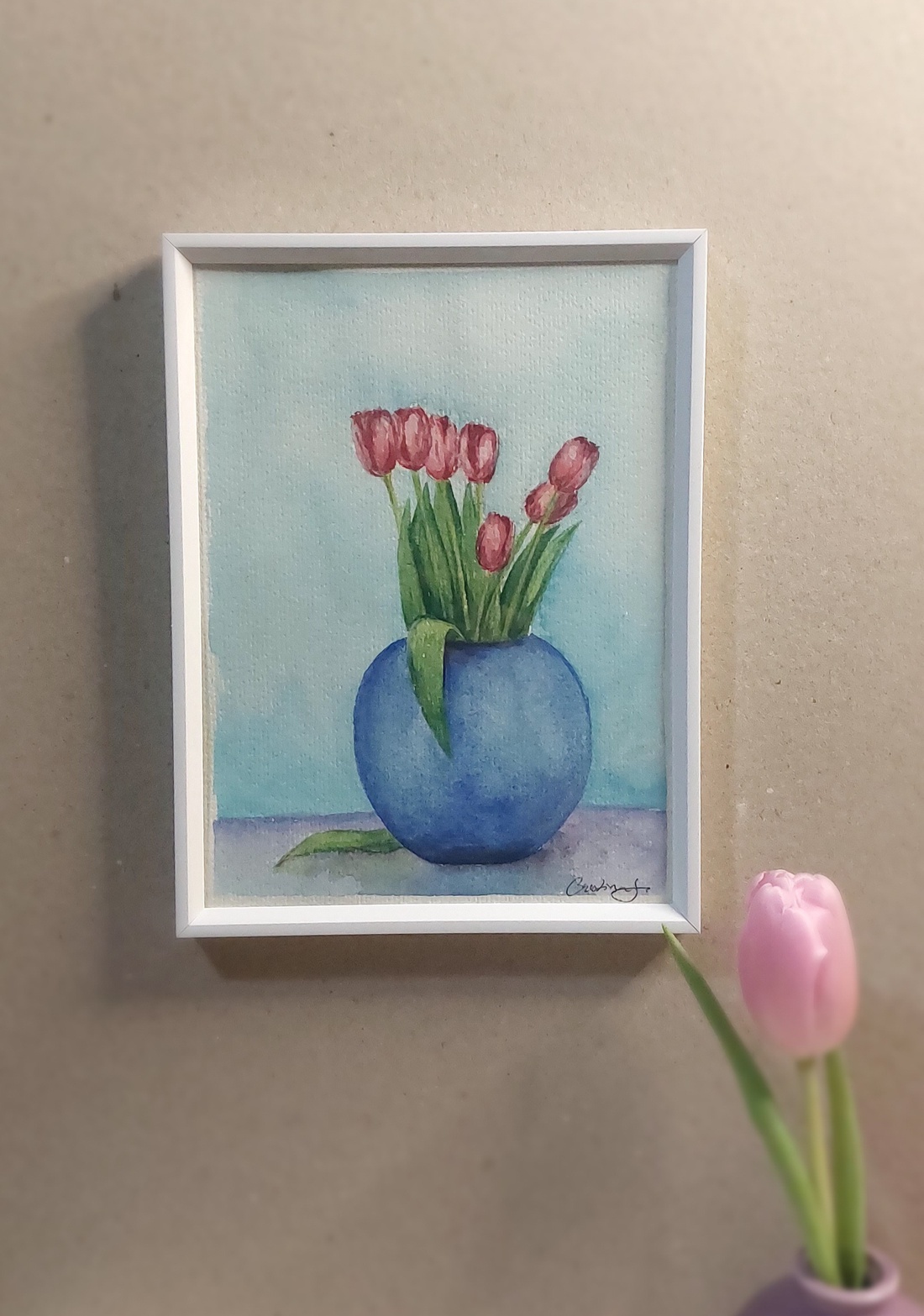 Tablou vaza cu lalele  - arte vizuale și accesorii  - picturi - pictură acrilică - Artynos.ro