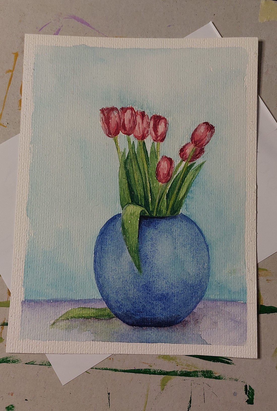 Tablou vaza cu lalele  - arte vizuale și accesorii  - picturi - pictură acrilică - Artynos.ro