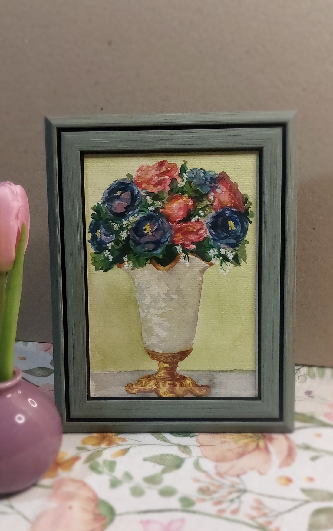 Tablou vaza cu bujori - arte vizuale și accesorii  - picturi - acuarele picturi - Artynos.ro