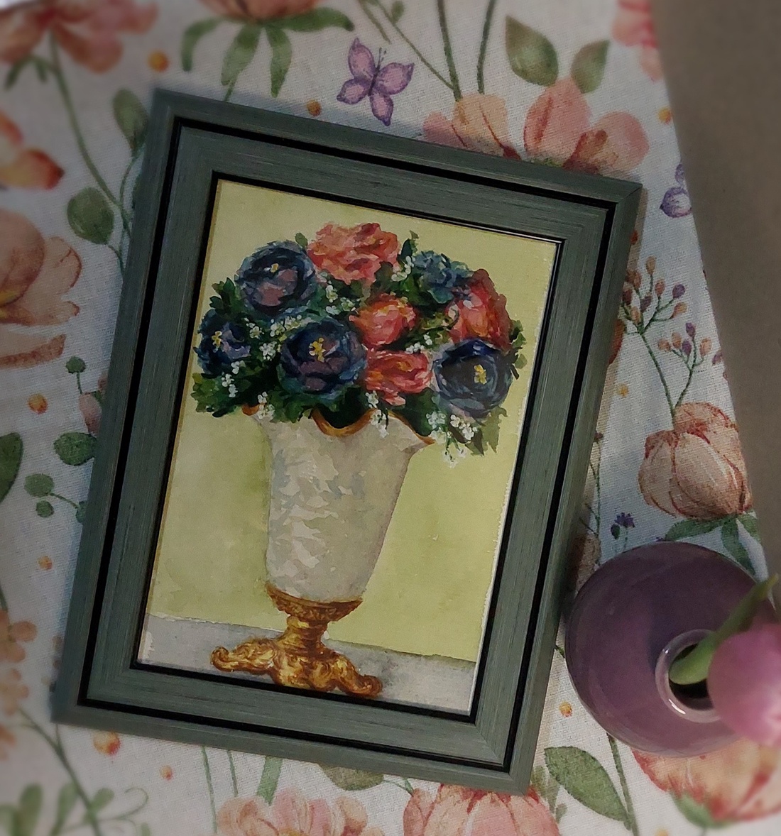 Tablou vaza cu bujori - arte vizuale și accesorii  - picturi - acuarele picturi - Artynos.ro