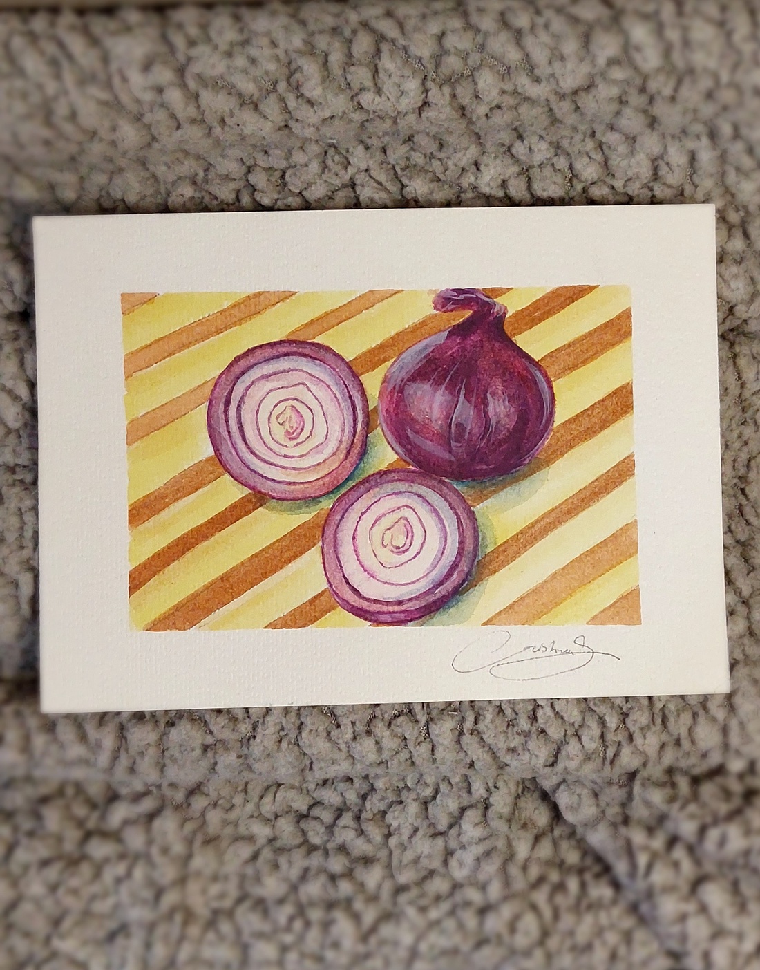 Ilustrație ceapă roșie  - arte vizuale și accesorii  - picturi - acuarele picturi - Artynos.ro