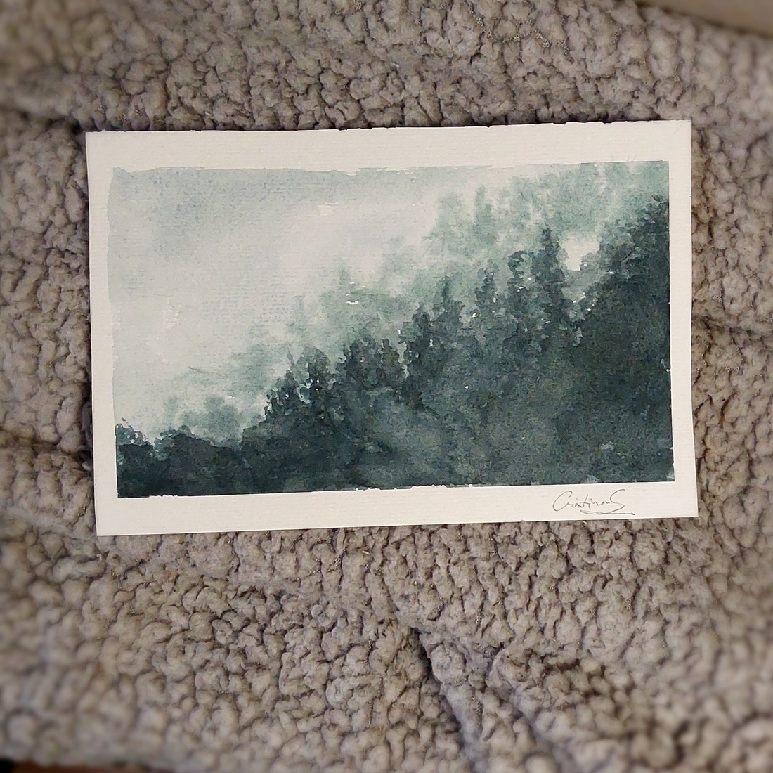 Ilustrație peisaj in ceață  - arte vizuale și accesorii  - picturi - acuarele picturi - Artynos.ro