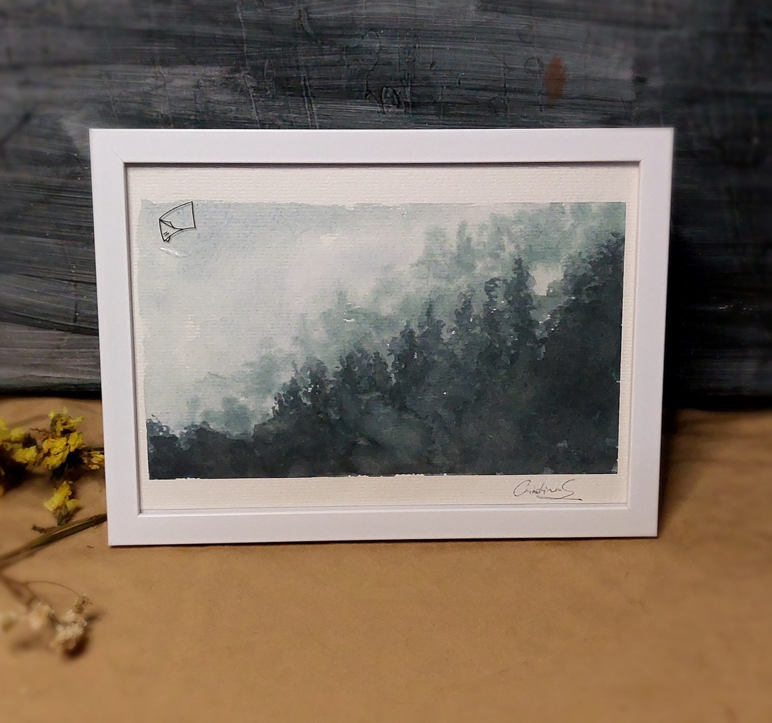 Ilustrație peisaj in ceață  - arte vizuale și accesorii  - picturi - acuarele picturi - Artynos.ro