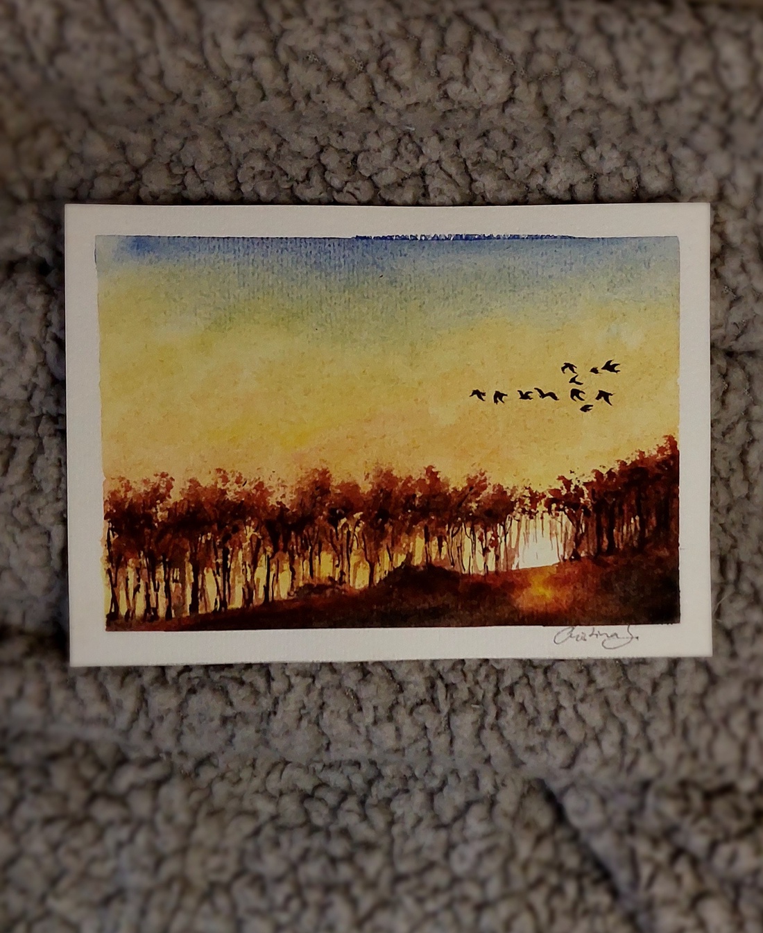 Peisaj de toamnă in acuarelă  - arte vizuale și accesorii  - picturi - acuarele picturi - Artynos.ro