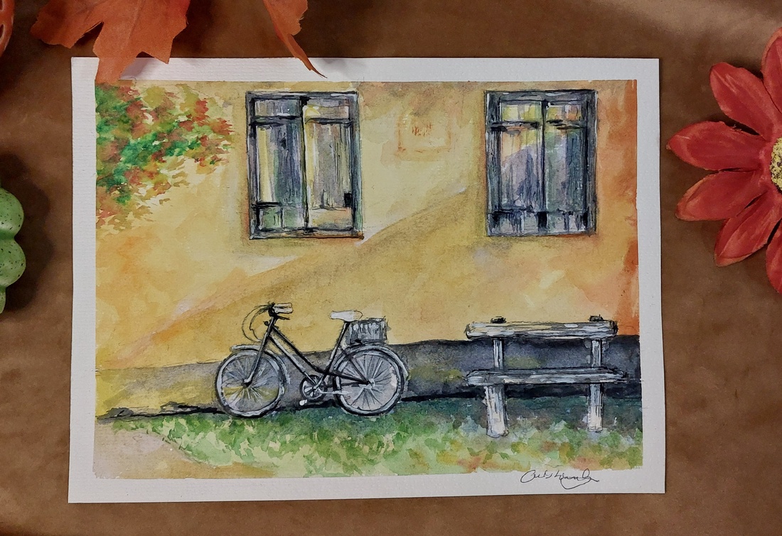 Pictura Peisaj rural in acuarele - arte vizuale și accesorii  - picturi - acuarele picturi - Artynos.ro