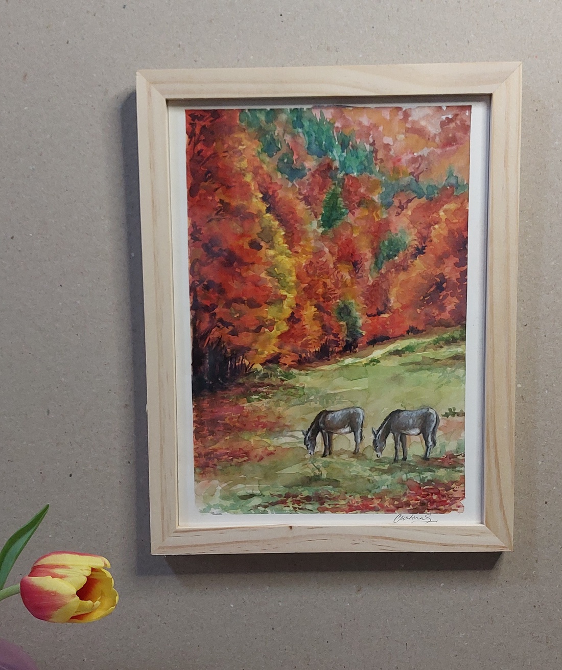 Peisaj de toamnă in culori calde - arte vizuale și accesorii  - picturi - acuarele picturi - Artynos.ro