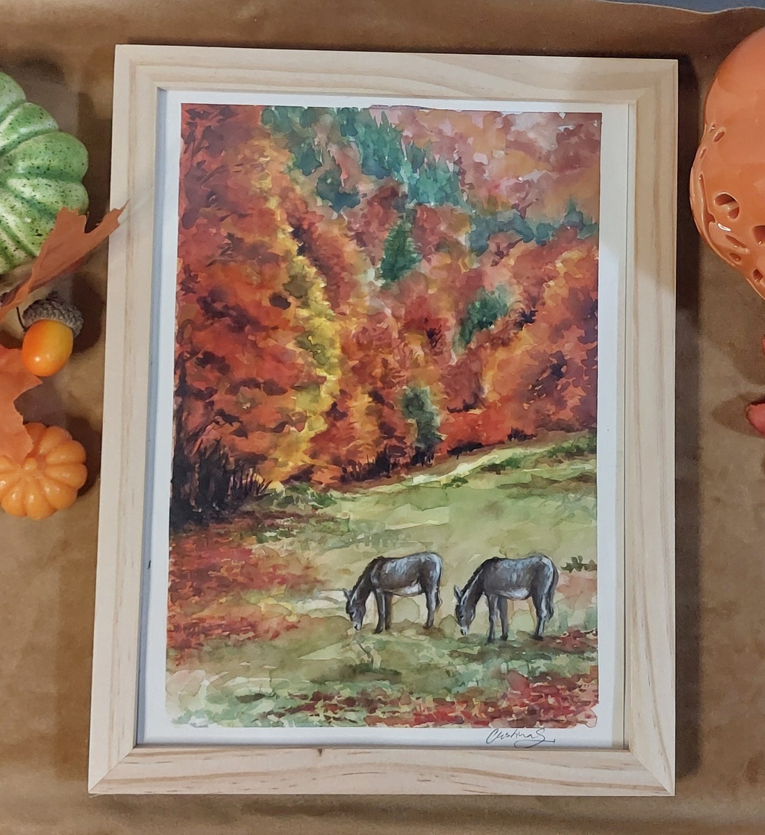 Peisaj de toamnă in culori calde - arte vizuale și accesorii  - picturi - acuarele picturi - Artynos.ro