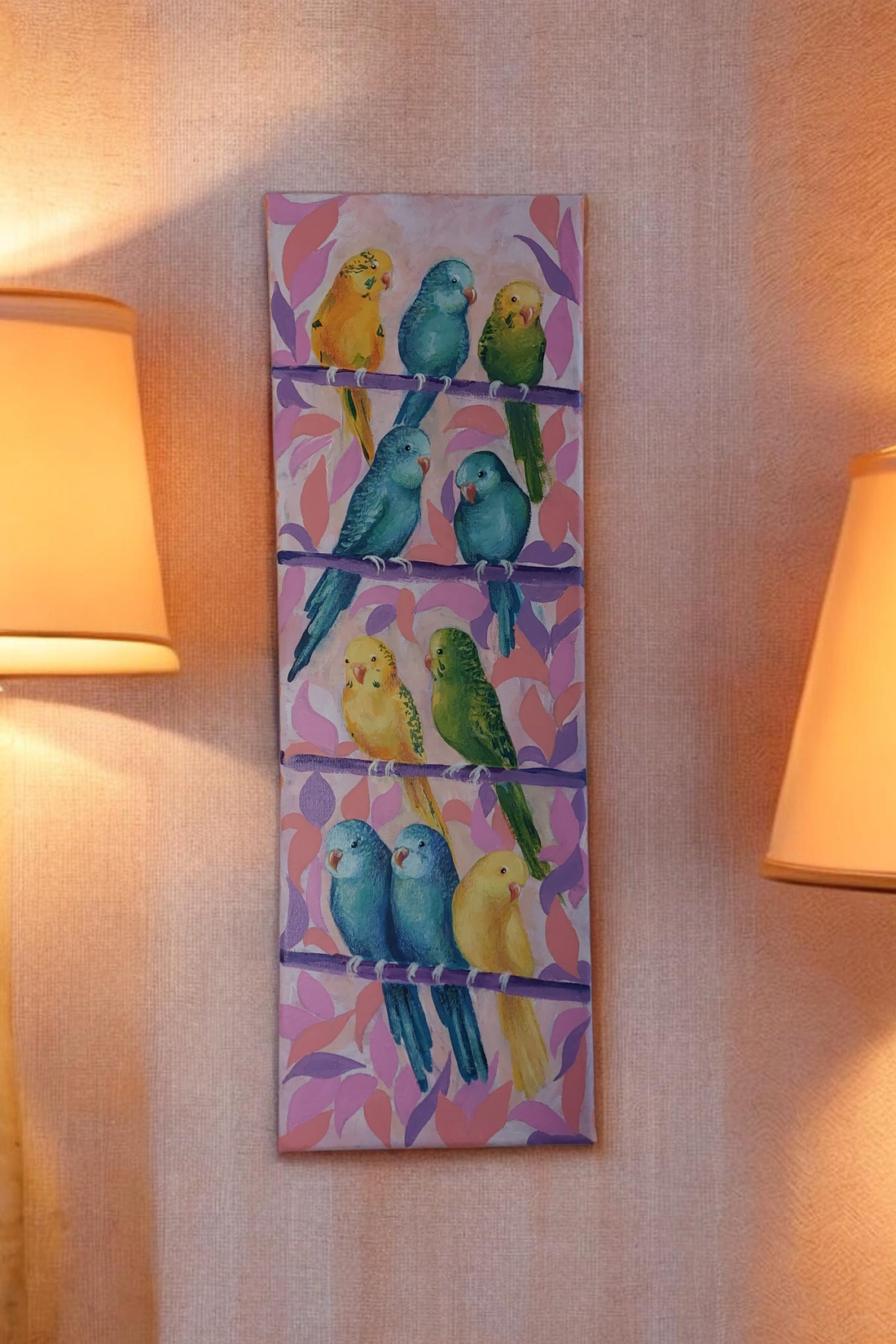 Tablou cu peruși  - arte vizuale și accesorii  - picturi - picturi în tehnică mixtă - Artynos.ro