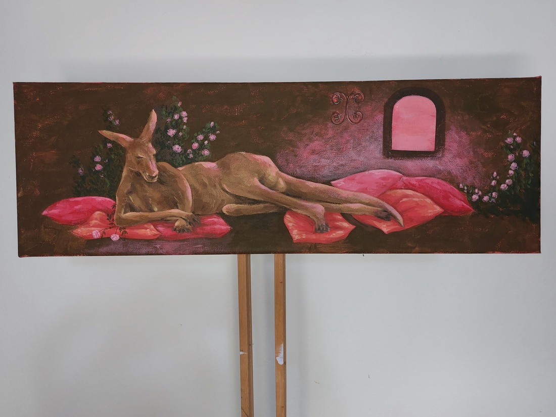 Tablou cu cangur - arte vizuale și accesorii  - picturi - pictură acrilică - Artynos.ro